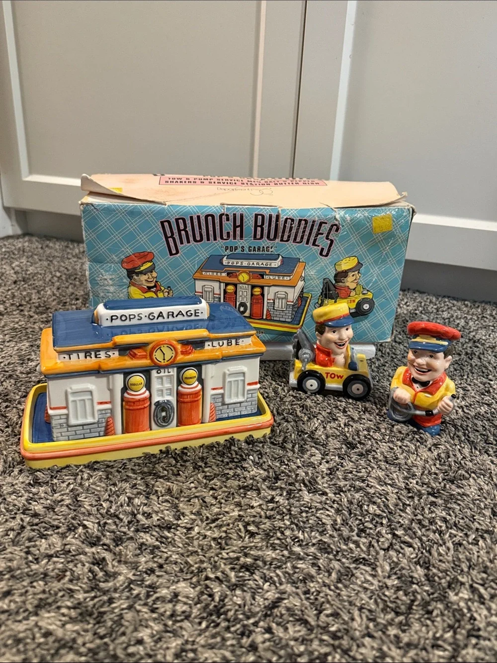 Vintage Department 56 Brunch Buddies Pop’s Garage Butter Dish & Shakers